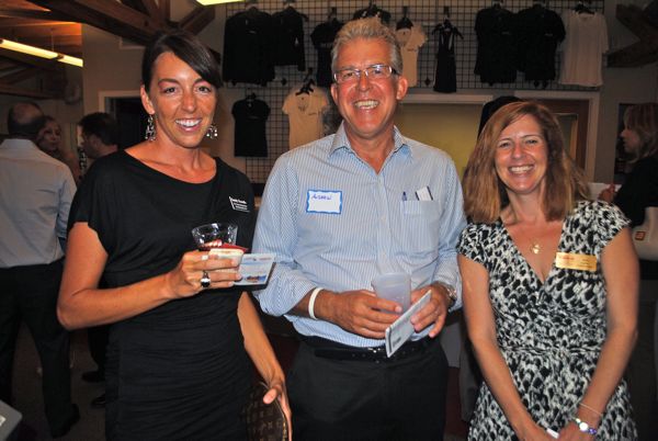 Sandy Ranallo of Tri County Restoration, left, with leadership coach Andrew Cassidy and Tami Lustig of the Delray Beach Chamber of Commerce 