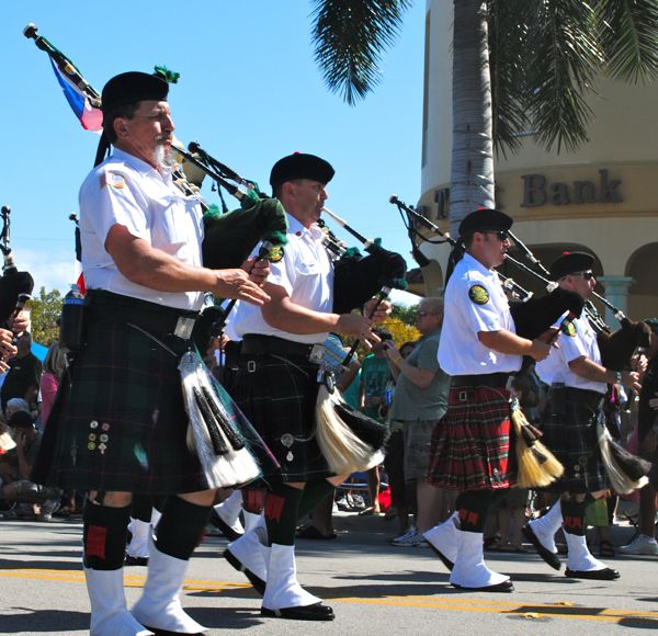 A St. Patrick's Day parade without bagpipes is impossible. Firefighters/pipers from throughout South Florida and beyond marched and played together during the parade.   