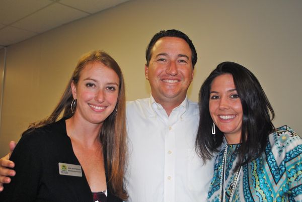 Kim Bentkover of the Delray Beach Chamber staff, left, with Jason Dollard, a lawyer in Delray Beach, and Kelly Rowland, executive director of SB Idea Inc. 