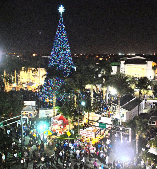 The scene Thursday night at Old School Square as thousands jammed the area to witness the annual lighting of the city's 100-foot Christmas tree. 